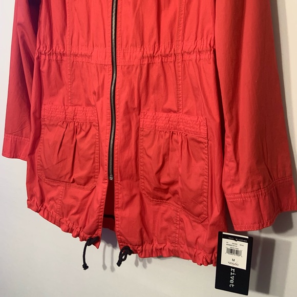 ** Black Rivet Red and Black Lightweight Zip Up Jacket 100% Cotton Size Medium - Picture 2 of 13